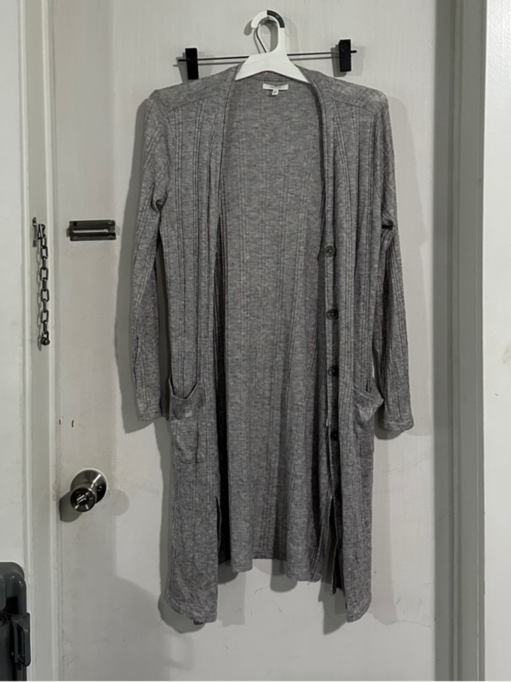 Maurices Gray Long Ribbed Knit Cardigan